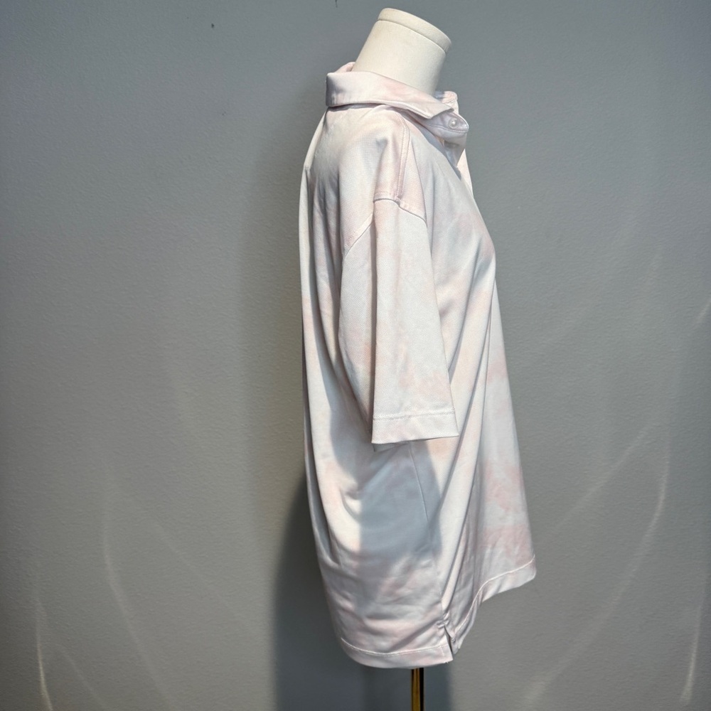 Bad Birdie Pique Golf Polo Shirt in a blush pink tie-dye - Picture 5 of 6